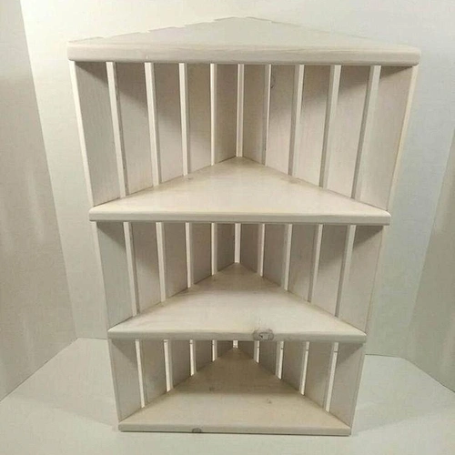 Rustic antique  unfinished wholesale  Wooden Cornercrate Shelf - Corner Crate Shelves - Shelves for Corner - Knickknack Shelf
