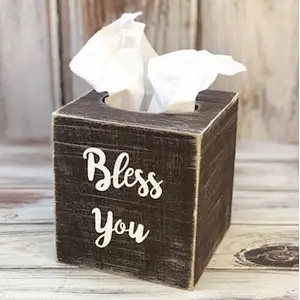 Wooden Tissue Box Cover - Rustic Bathroom Decor - Christmas Tissue Cover - Farmhouse Style Decor