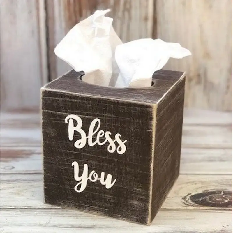 Wooden Tissue Box Cover - Rustic Bathroom Decor - Christmas Tissue Cover - Farmhouse Style Decor