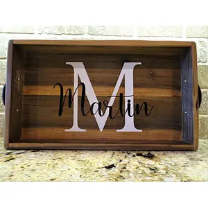 Handmade Personalized Wood Serving Tray With Handles