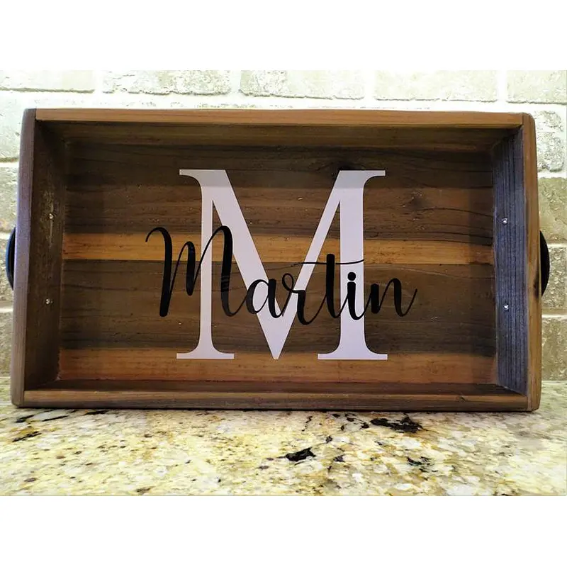 Handmade Personalized Wood Serving Tray With Handles