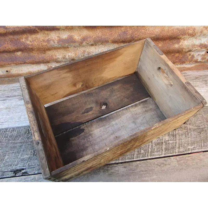 Antique wood and tin wooden box