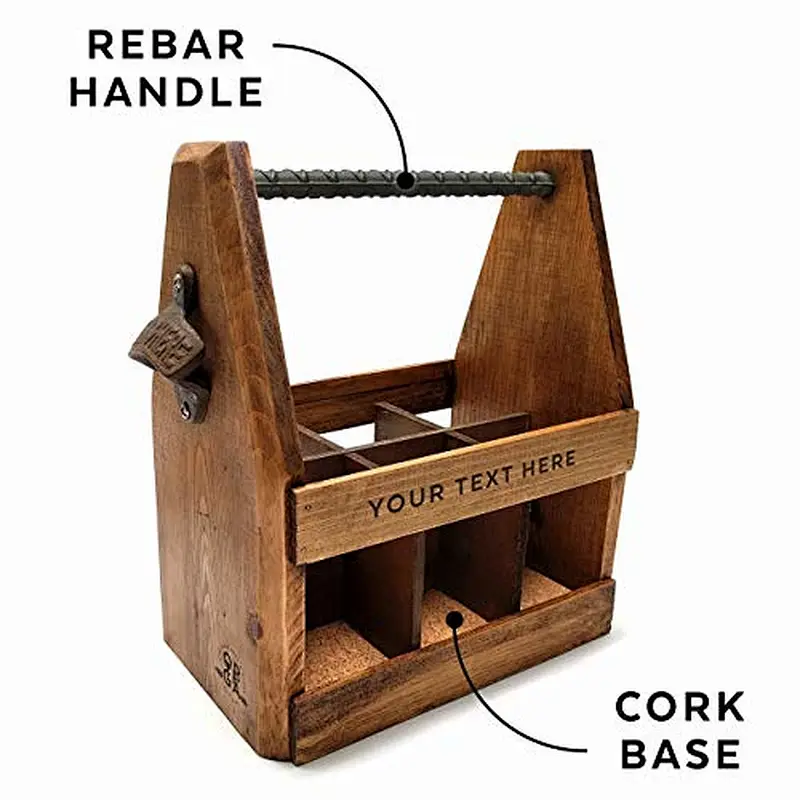 Handcrafted Wooden Beer Caddy with Bottle Opener Customized Six Pack
