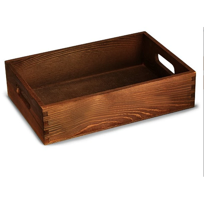 2020 popular Custom  Rustic Wooden Tray  Hamburger Dark Pine with lining