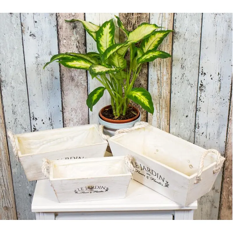 Rustic French Wooden Rope Plant Pots