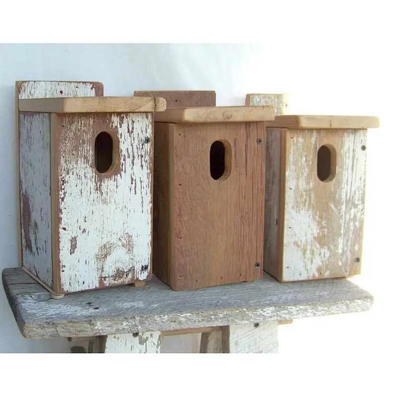 Outdoor Wooden Nest Boxes,Bluebird Barn wood Birdhouse, Rustic Outdoor Hand Made Wooden House