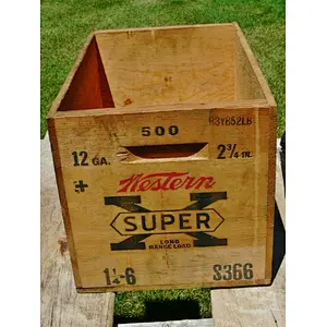 Western Cartridge Co. Super X Ammo Wood Crate Box 12 GA Shotgun Shells