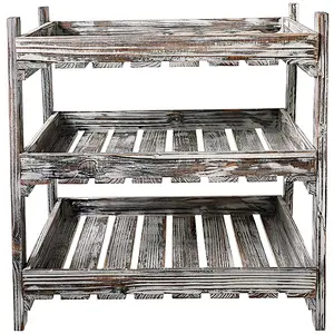 Catchall Valet Tray-Multipurpose 3-Tier Country Rustic Wood Crate Design Tabletop Organizer Display Rack
