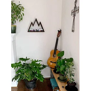 Mkono Wall Shelf Wood Floating Mountain Shelf Crystal Display Shelf Rustic Triangle Wall Art Geometric Decor for Nursery