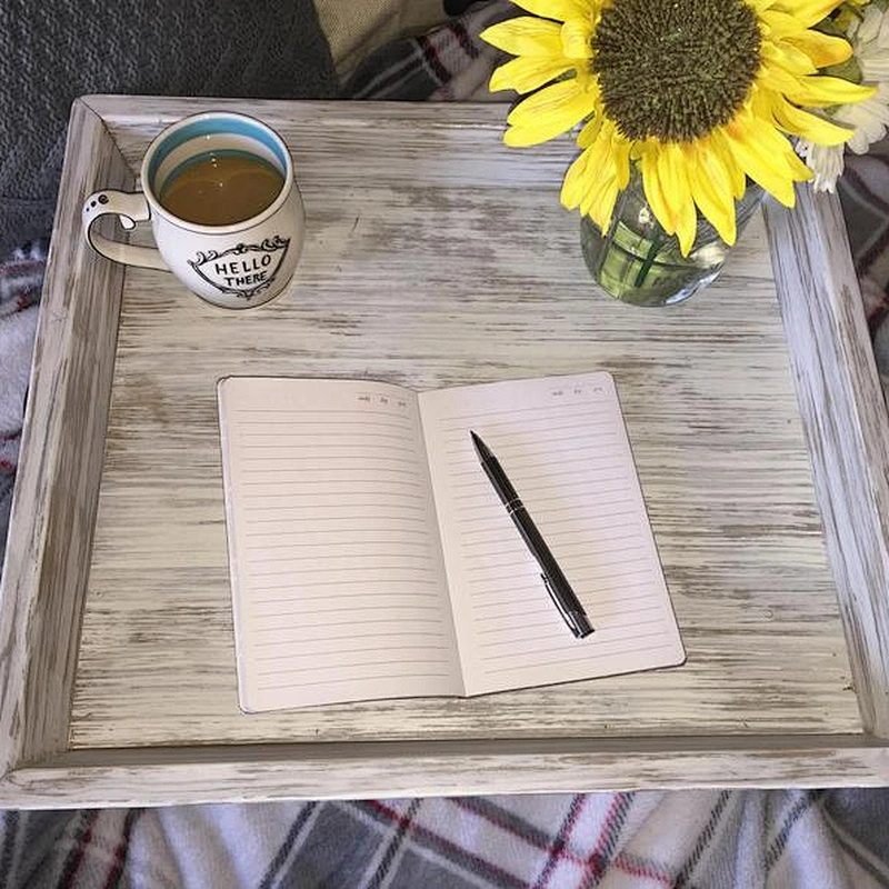 Antique Style Wooden Serving Tray- White tray, Coffee Table Tray,Rustic Wooden Serving Tray