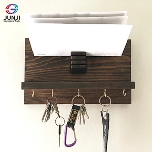 Rustic mail holder and coat key rack wall shelf wall rack shelf wall display shelf