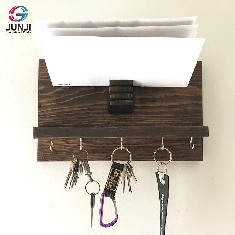 Rustic mail holder and coat key rack wall shelf wall rack shelf wall display shelf