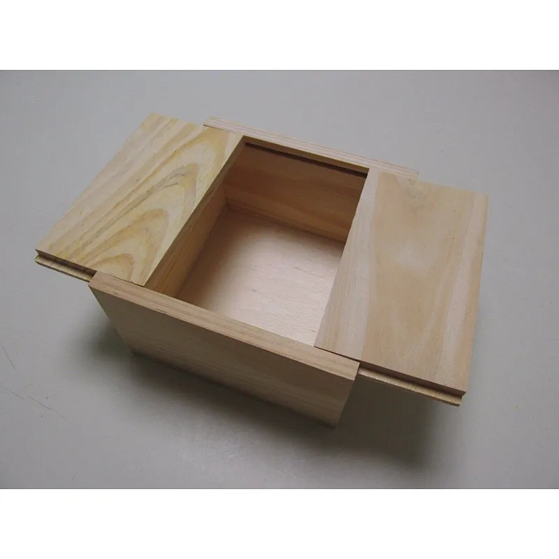 Unfinished Small Wooden Box With Sliding Lid! 4 1/2