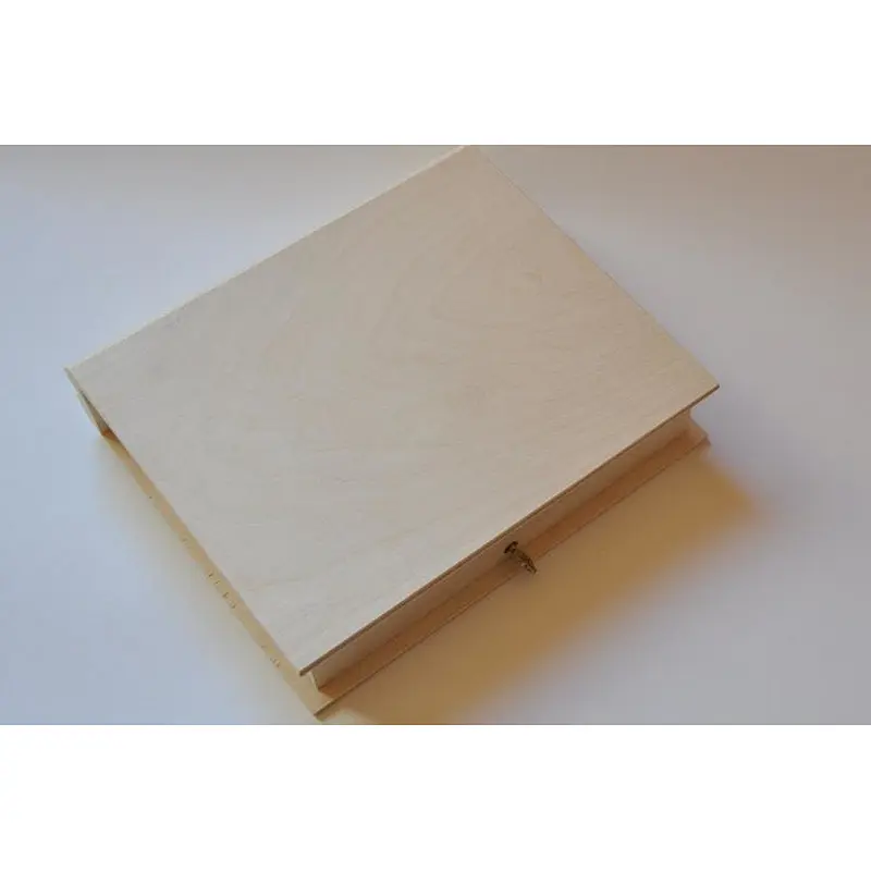 Wooden Box Book with Lock. Unfinished Wood Box. Unpainted Wood Box