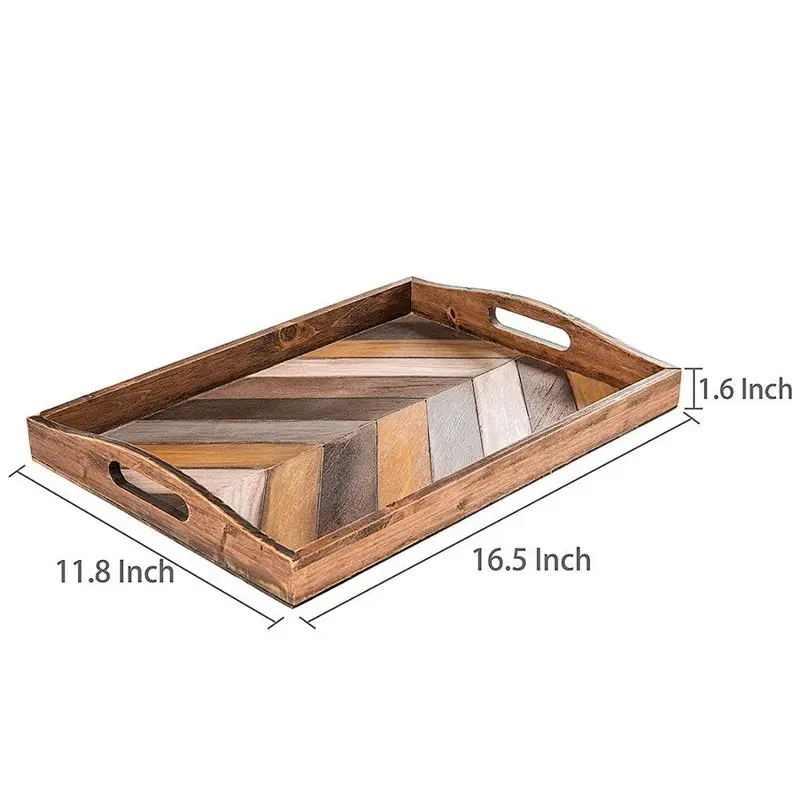 Rustic Chevron Rectangular Wood Breakfast Serving Tray,Wooden pallet