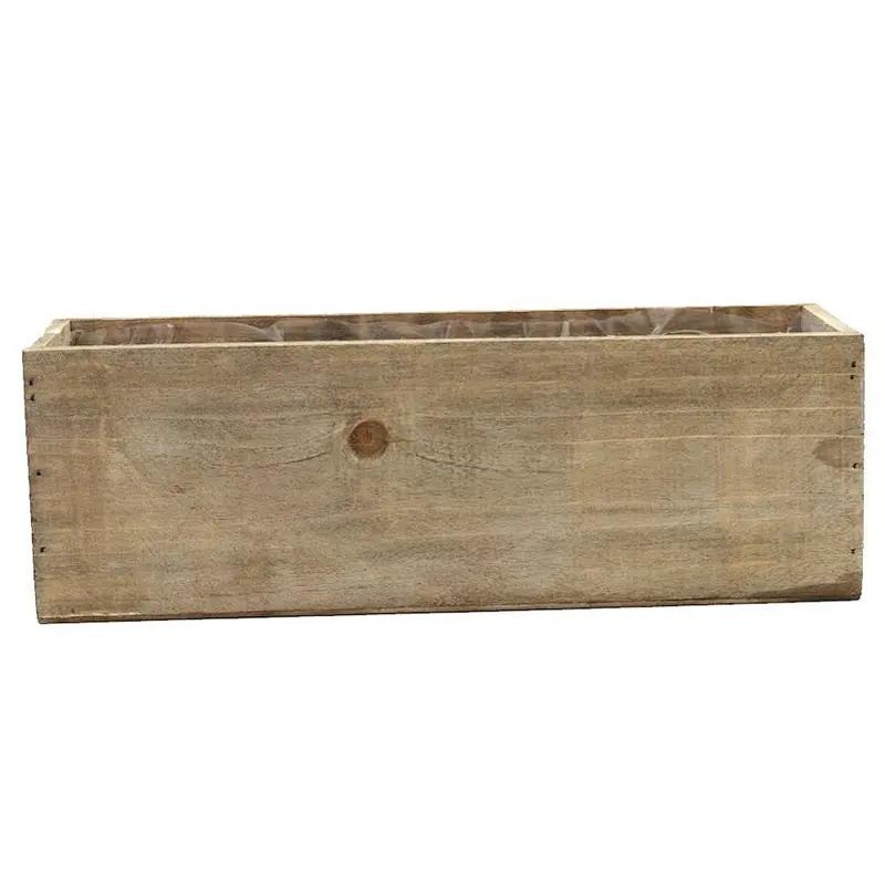 Rectangle Shabby Chic Wood Vase (Pack of 4), 12 by 4