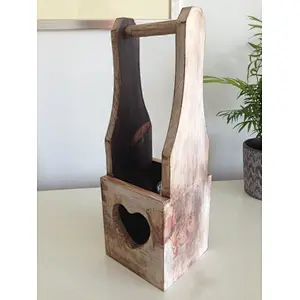 Wooden wine bottle holder, made with heart, 100% natural materials  Wooden Beer Caddy