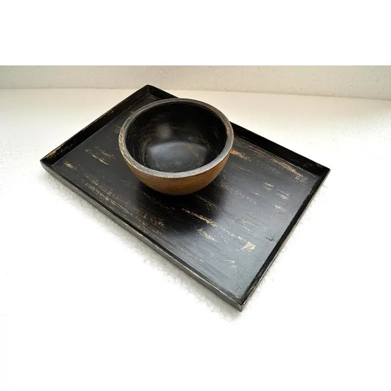 Wood dinner plate tray bread wooden tray with handle wooden tray stand