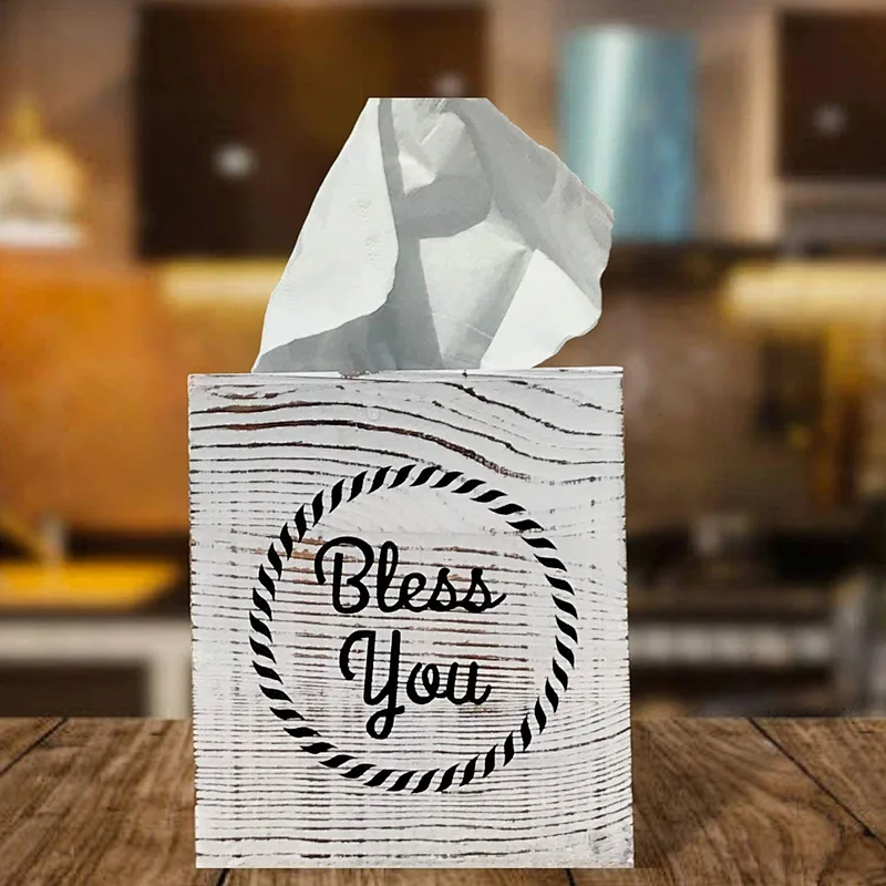 ountreeC Rustic Tissue Box Cover - Farmhouse Tissue Box Holder  with 