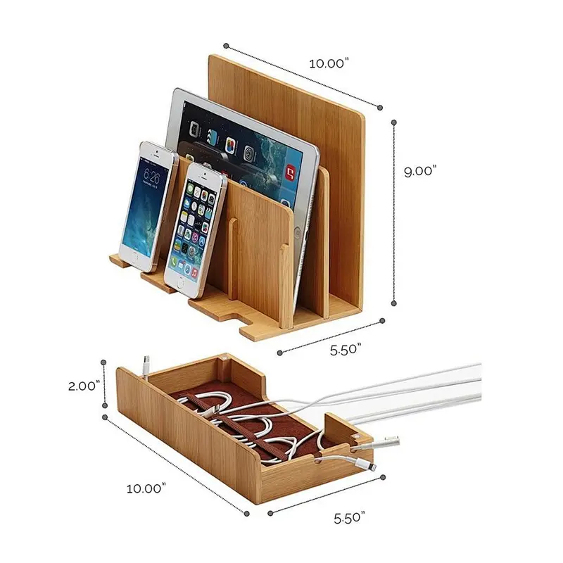 Natural walnut wood phone docking station wooden docking station men desk mobile phone holder