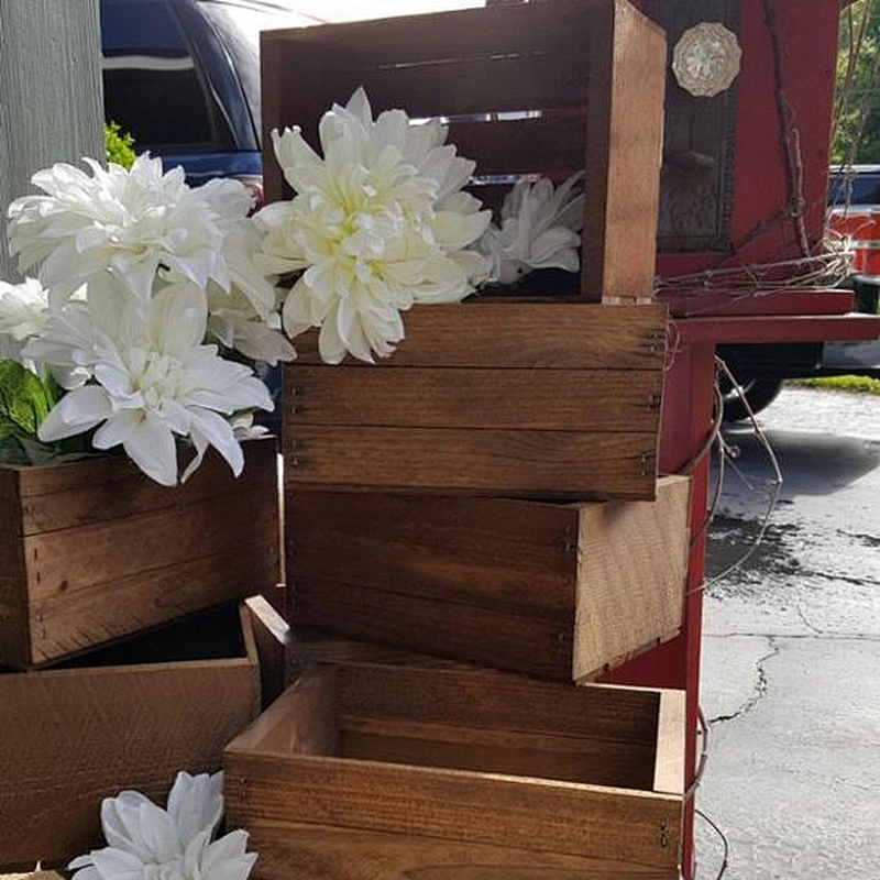 rustic flower box centerpiece  Wooden Crates  Rustic wedding wedding reception table Wooden Crates