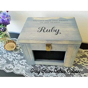 Personalized Pet Memory Box Dog/Urn Memorial Photo Frame Chest Picture Keepsake
