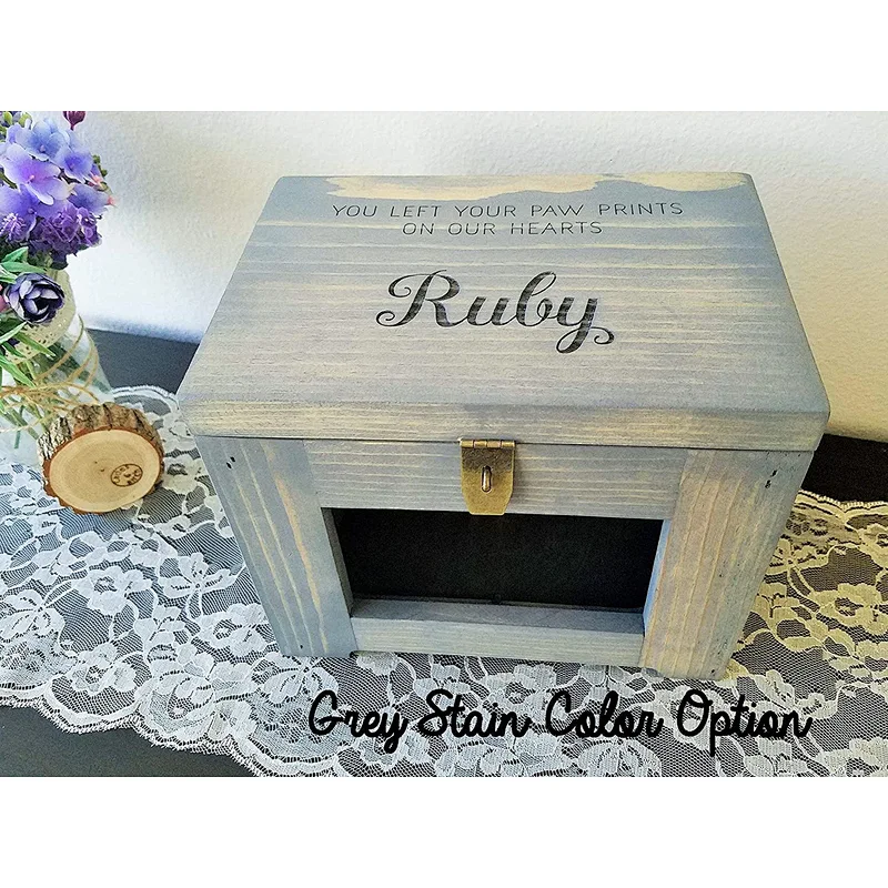 Personalized Pet Memory Box Dog/Urn Memorial Photo Frame Chest Picture Keepsake