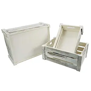 Rustic personalized customized cheaper Antique  tool Admired By Nature  Decorative Set of 3 Rectangle Storage wooden crates