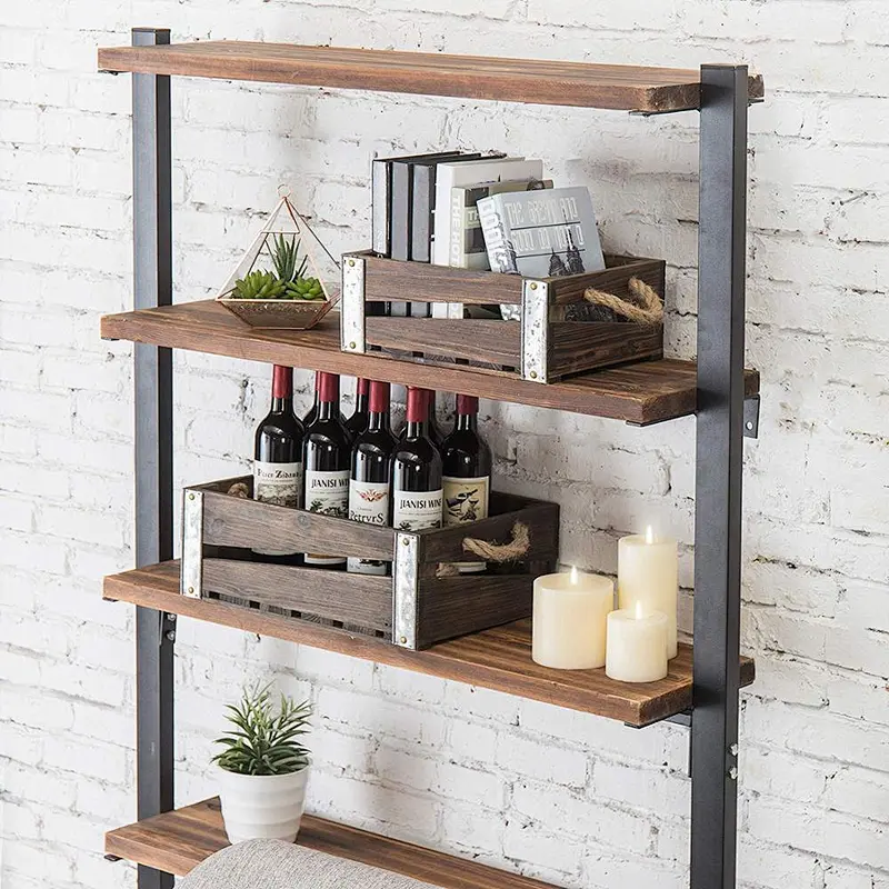 Rustic Wood Nesting Storage Crates with Rope Handles, Set of 2