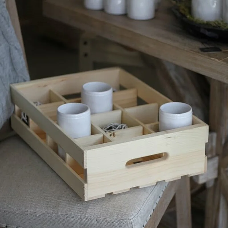12 Grid Wood Crate Insert storage wooden box