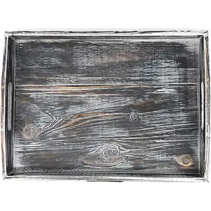 Wood Serving Tray | The cottage is decorated with a breakfast tray set of 3 pieces and rustic wood finishes for old finishes