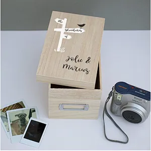 Wood Couples Adventures Keepsake File Box