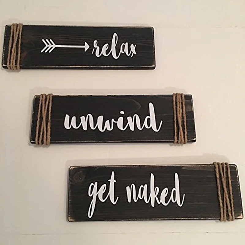 Bathroom Wooden Signs