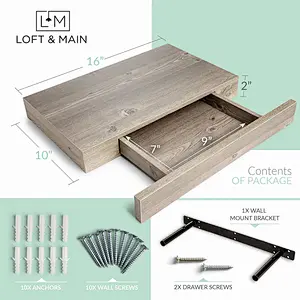 Floating Shelves with Drawer and Mount, Wood Finish Shelf for Bedroom, Bathroom, Kitchen. for Storage and Display