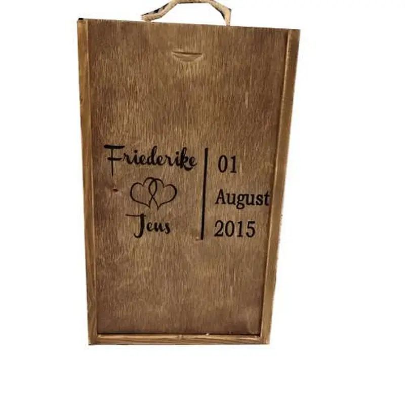 Personalized rustic wooden wine box