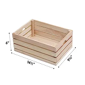 Decorative Wood Crates (Set of 3) , Storage Pallet Boxes with Handles