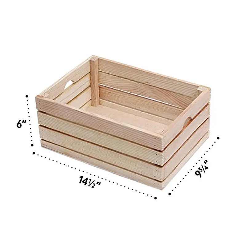 Decorative Wood Crates (Set of 3) , Storage Pallet Boxes with Handles