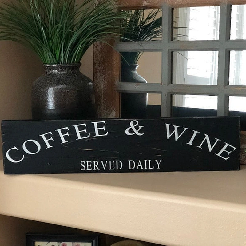 Coffee and Wine sign,  Coffee Sign, Distressed , Rustic Farmhouse, Wall Decor