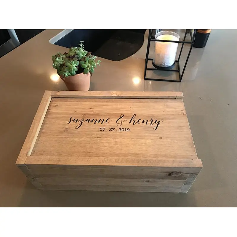 Personalized wine box 3 bottle whiskey wooden box wedding gift box