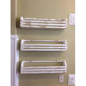 Wall-mounted Shelf,Children's Book Shelves (Rustic)---Set of 3,shelf,Wooden storage rack