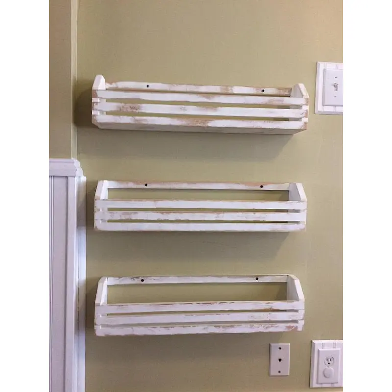 Wall-mounted Shelf,Children's Book Shelves (Rustic)---Set of 3,shelf,Wooden storage rack