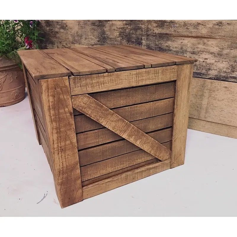 Rustic Wood Box Farm Crate with Lid for Storage,Shabby Chic Box,Vintage Style