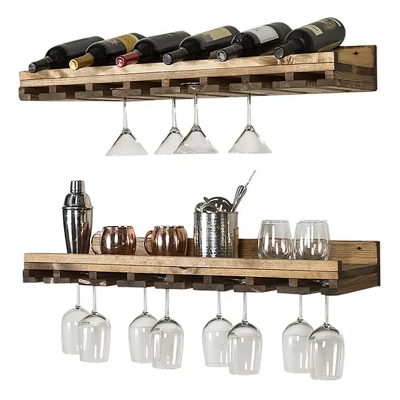 wall mounted winewine rack custom wine rack Rustic Luxe Tiered Wall Mounted Wine Glass Rack