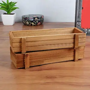 Rectangle Wooden Garden Planter Window Box Trough Pot Succulent Flower Plant Bed