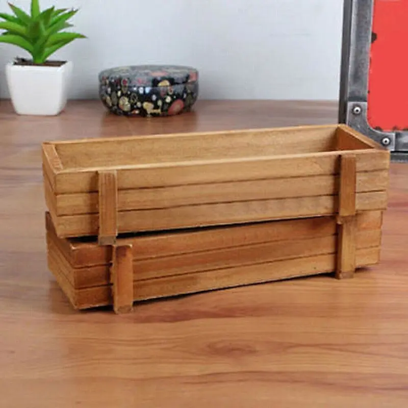 Rectangle Wooden Garden Planter Window Box Trough Pot Succulent Flower Plant Bed
