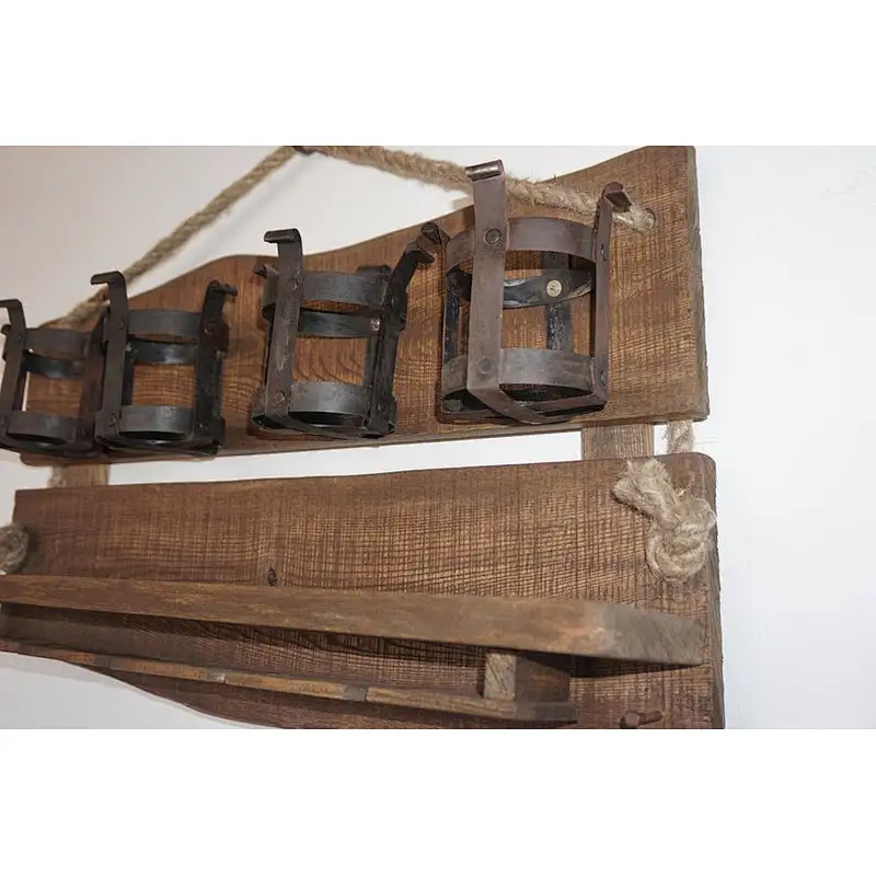 Rustic Wall-Mounted Wine Shelf