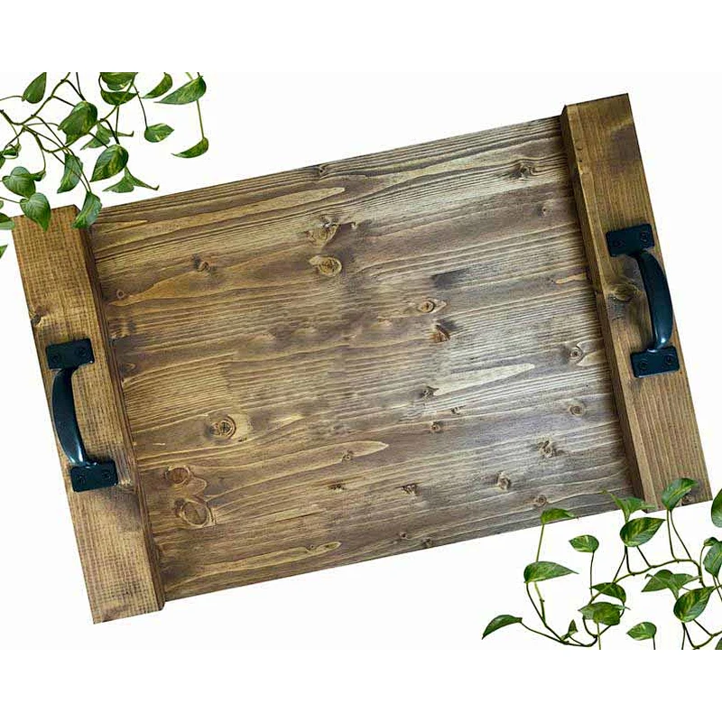 Wooden tray home decor Christmas Wooden Serving Trays Wooden Tray With Metal Handle Large Wooden Trays