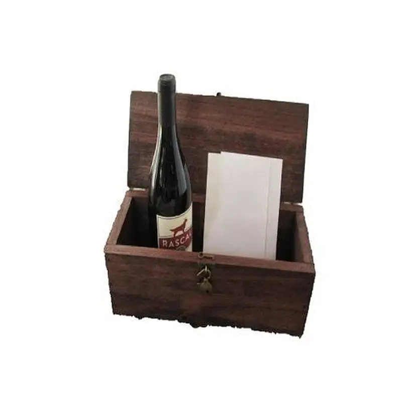 Personalized rustic wooden wine box