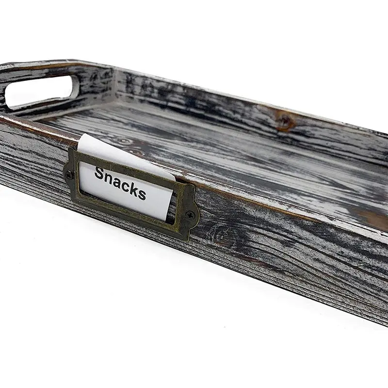Wood Serving Tray | The cottage is decorated with a breakfast tray set of 3 pieces and rustic wood finishes for old finishes