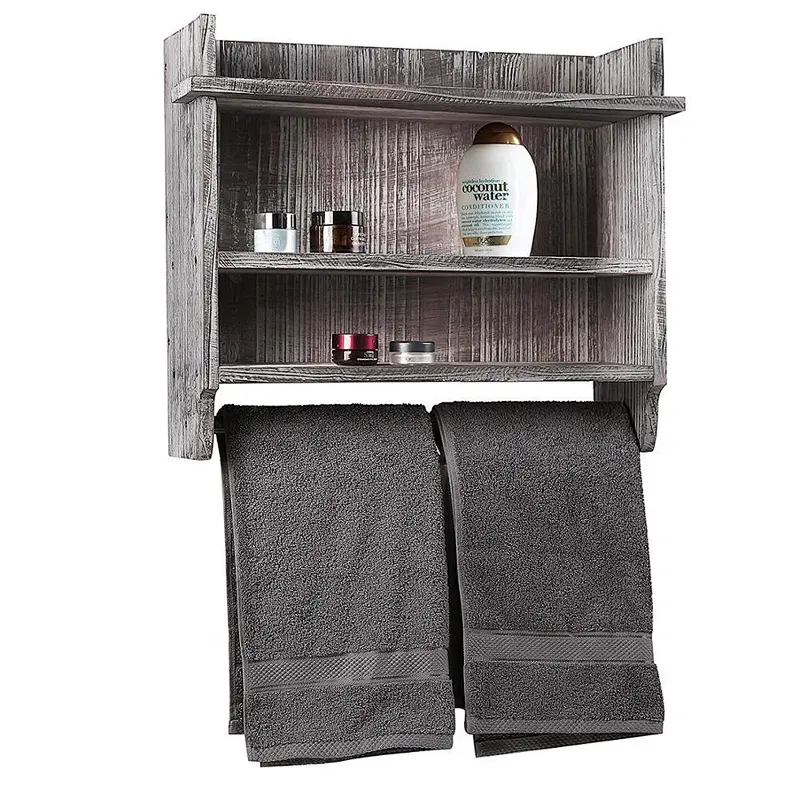 Rustic wholesale unfinished personalized customized cheaper Wood Bathroom Organizer Rack